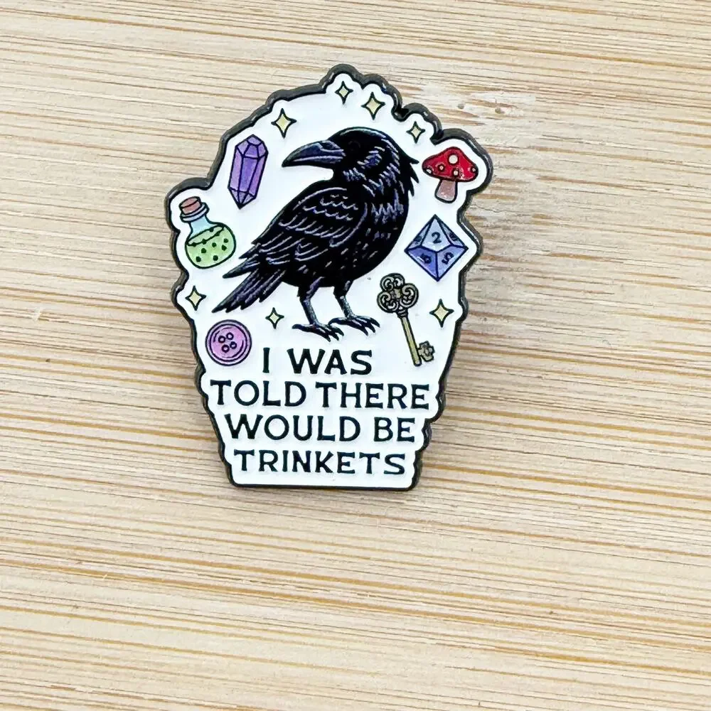 Raven Enamel Pin Witchy Gothic Trinkets Magic Mushroom Potion D&D